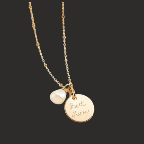 Engraved Best Mum & Pearl Pendant