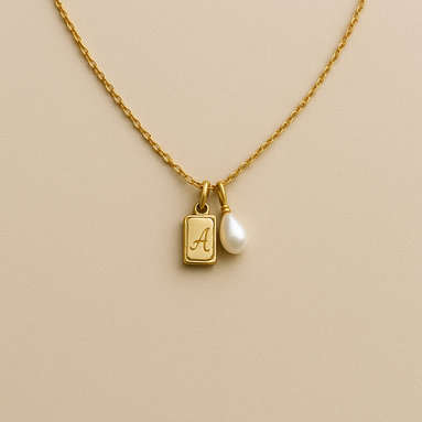 The Letter & Pearl Charm Necklace
