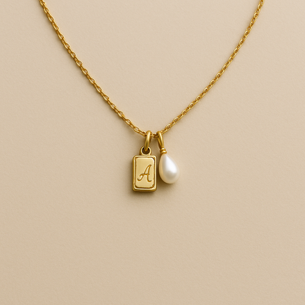 The Letter & Pearl Charm Necklace
